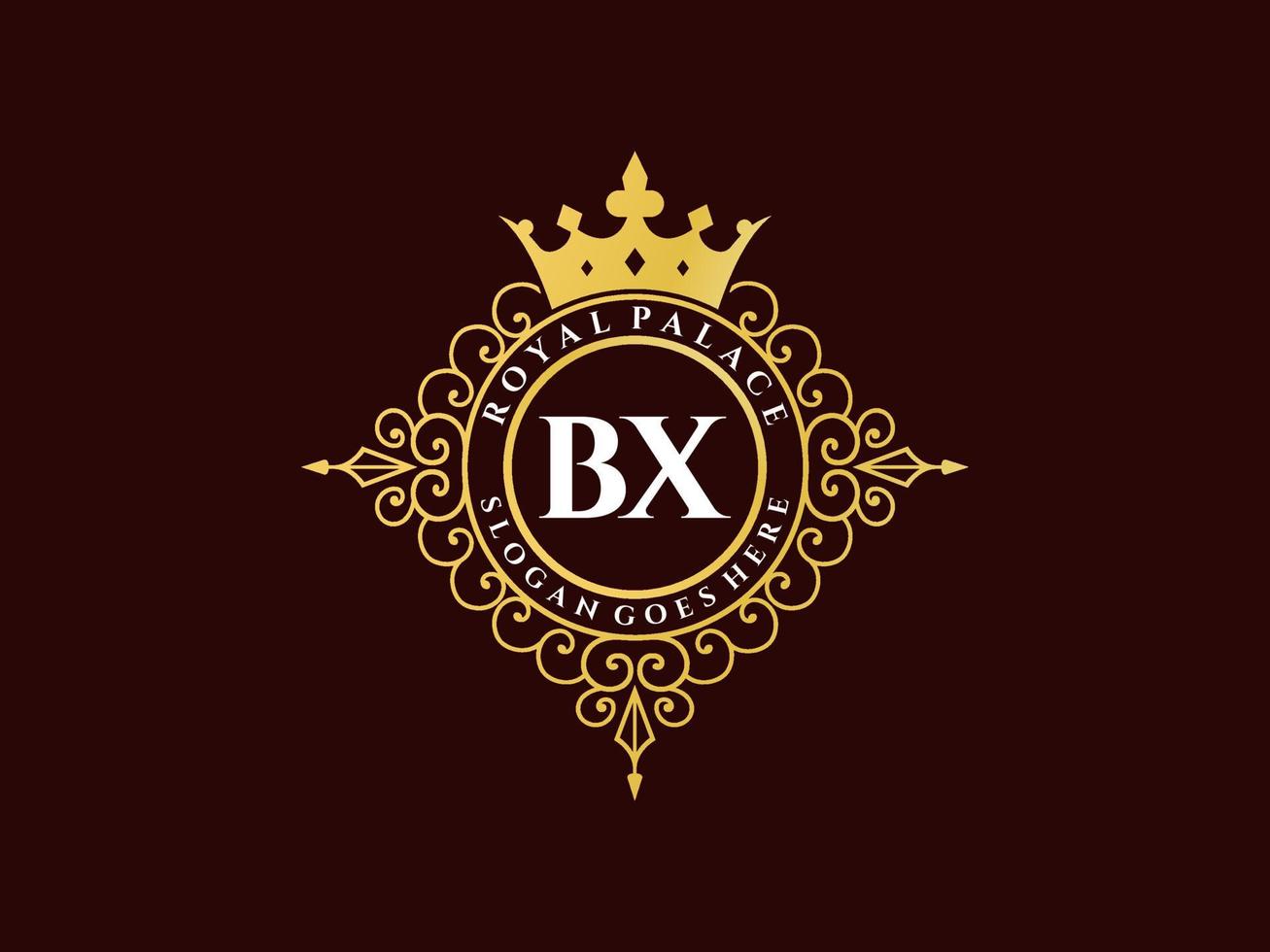 brev bx antik kunglig lyx victorian logotyp med dekorativ ram. vektor
