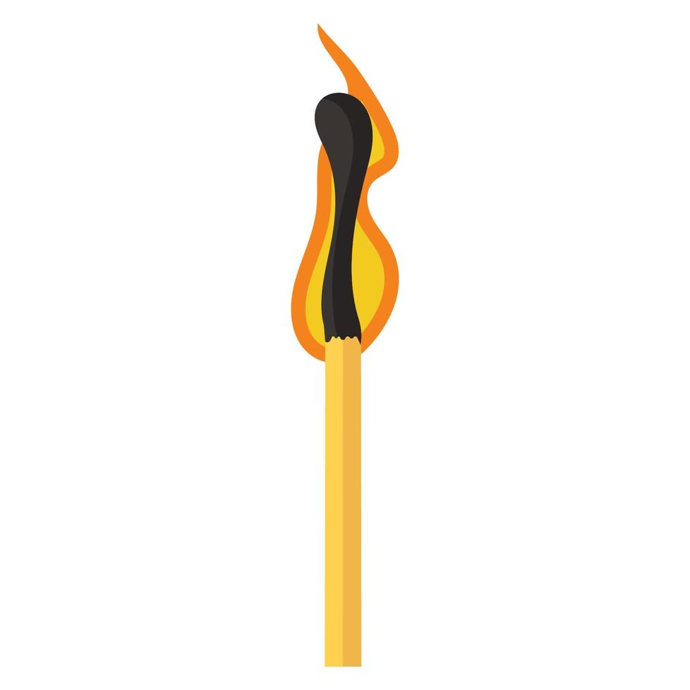 brinnande match animering och flamma antända trä- pinne. matchstick brand sekvens isolerat ikon. tecknad serie bränd steg och element . brandfarlig match vektor illustration