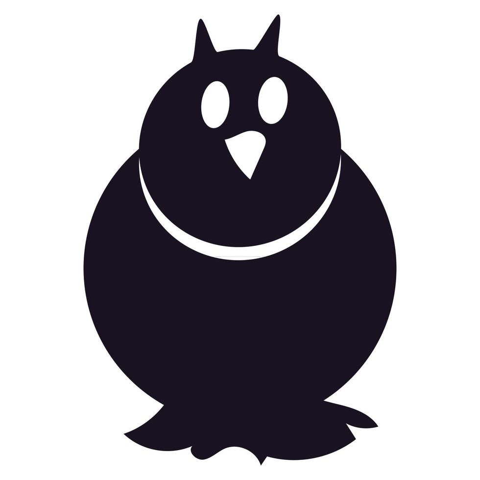 Uggla silhuett tecknad serie svart fågel isolerat ikon vektor