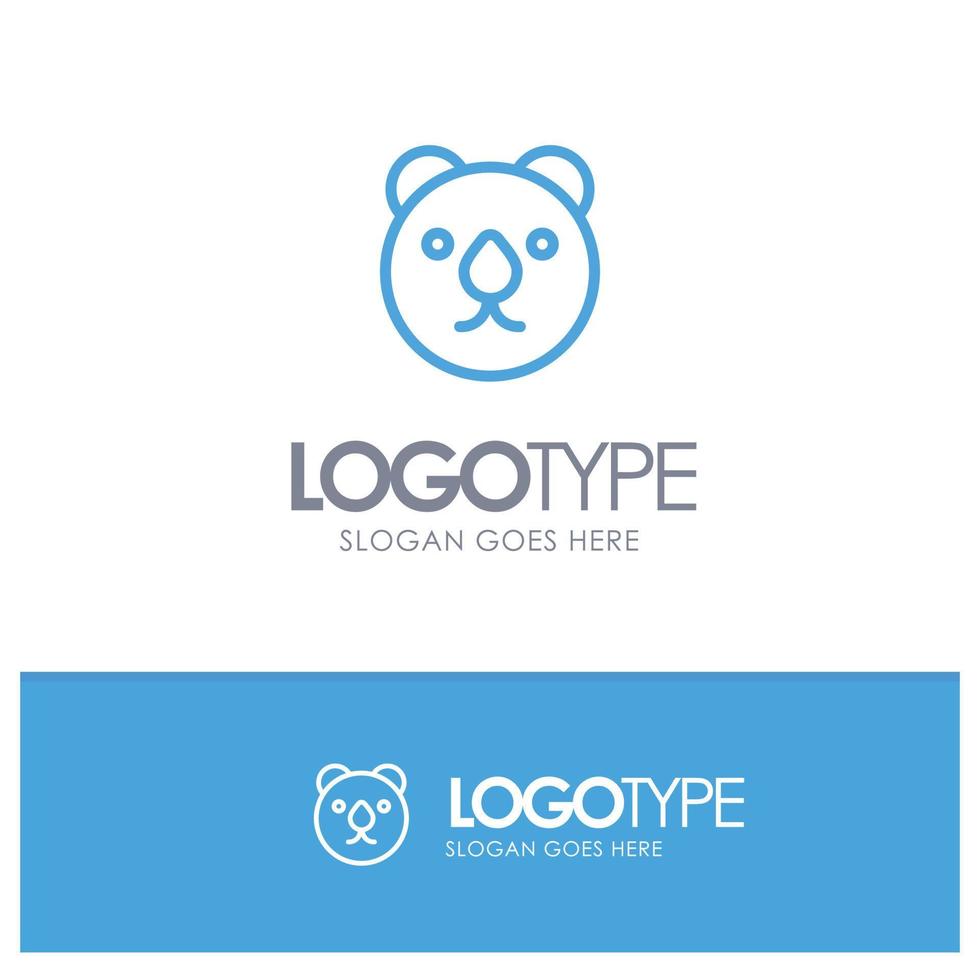 Björn huvud rovdjur blå översikt logotyp med plats för Tagline vektor