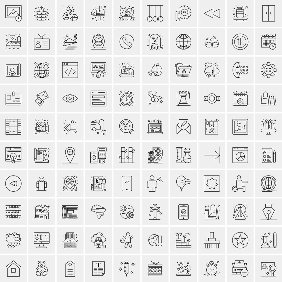 uppsättning av 100 kreativ företag linje ikoner vektor