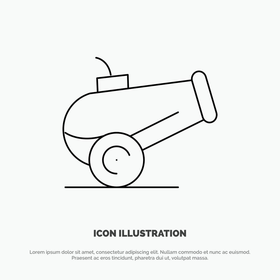 Canon Waffe Vektor Liniensymbol