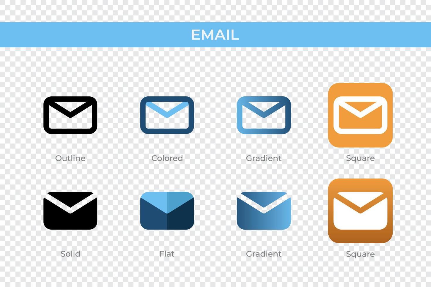 e-post ikon i annorlunda stil. e-post vektor ikoner designad i översikt, fast, färgad, lutning, och platt stil. symbol, logotyp illustration. vektor illustration