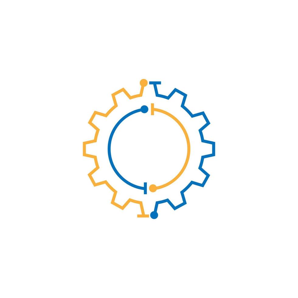 Zahnrad-Tech-Verbesserungs-Logo-Symbol im Linienumriss-Vektorbild vektor