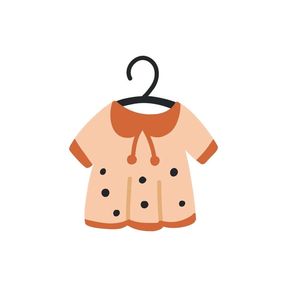 Boho-Mädchenkleid neugeboren auf einem Kleiderbügel. boho baby kindergarten skandinavisches neutrales dekorelement. Babyparty minimalistische Cliparts für Neugeborene vektor