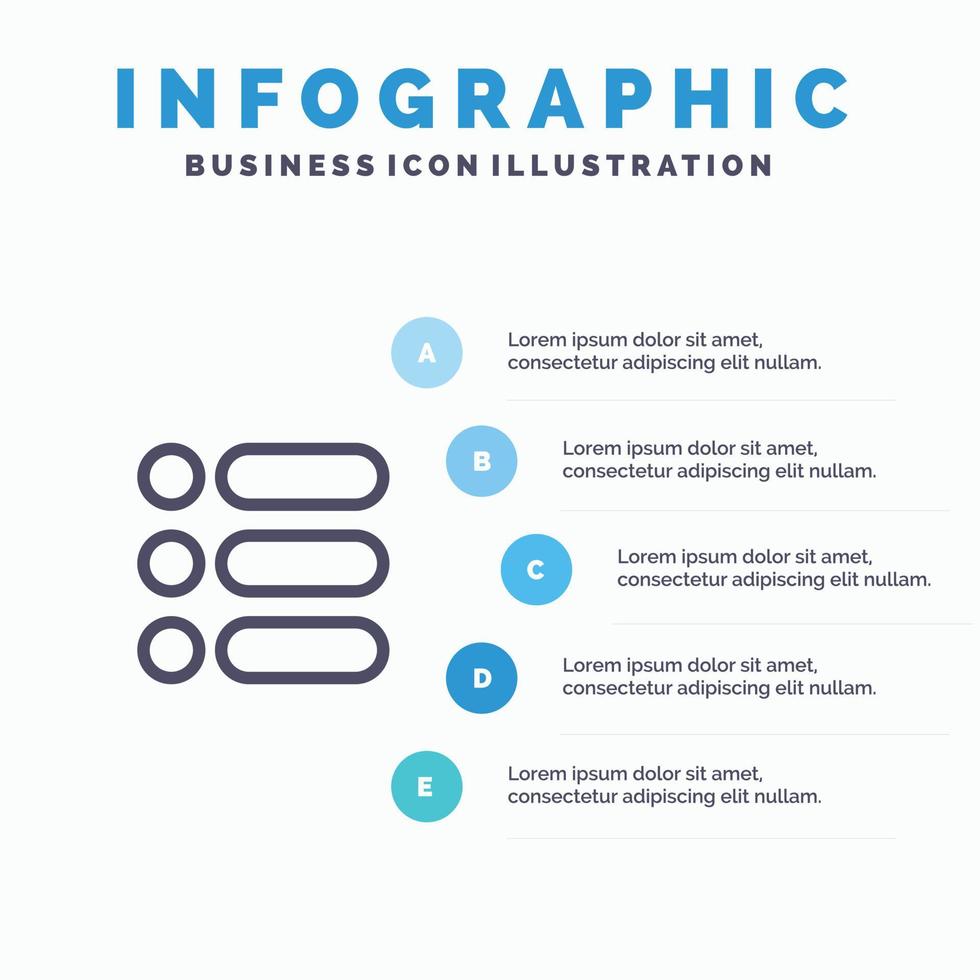 lista uppgift text skriva linje ikon med 5 steg presentation infographics bakgrund vektor