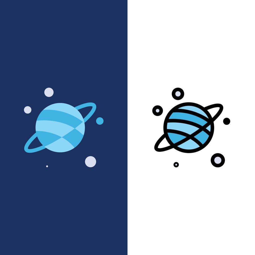 astrologi planet Plats ikoner platt och linje fylld ikon uppsättning vektor blå bakgrund