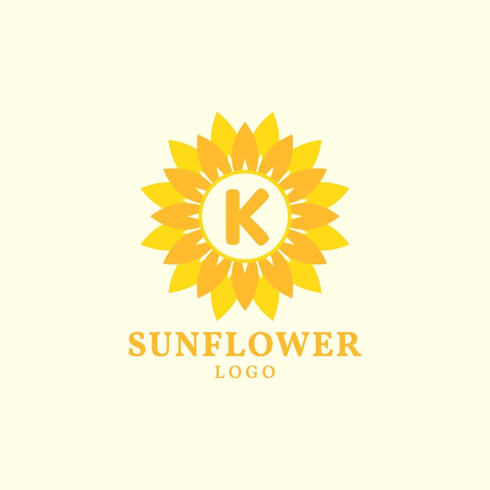 Buchstabe k Sonnenblume warmes und charmantes Vektor-Logo-Design vektor