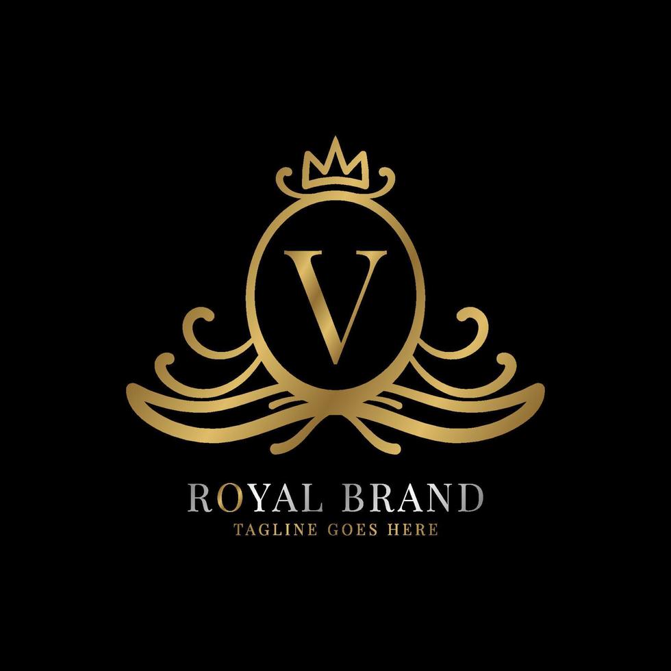 buchstabe v royal crest vektor logo design für vintage marke und schönheitspflege initial