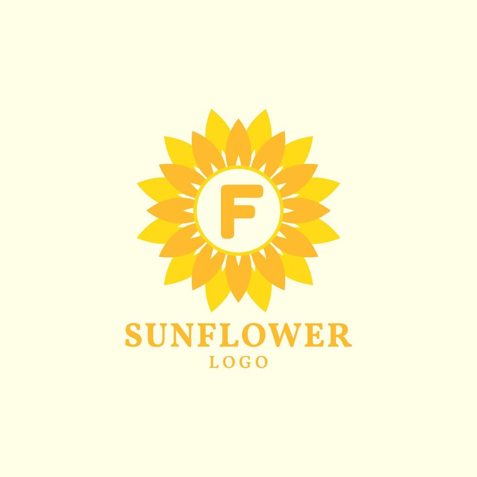 brev f solros värma och charmig vektor logotyp design
