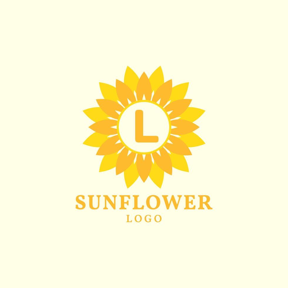 brev l solros värma och charmig vektor logotyp design