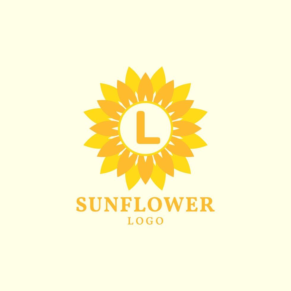 Buchstabe l Sonnenblume warmes und charmantes Vektor-Logo-Design vektor