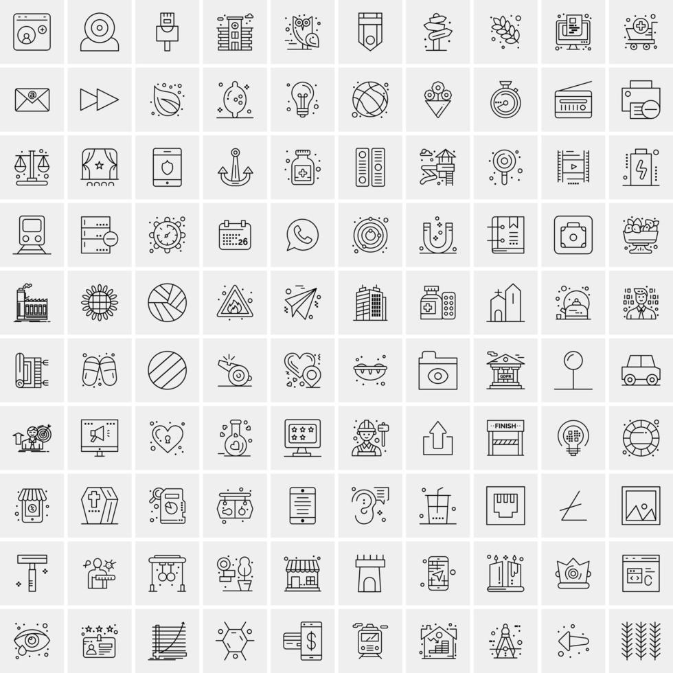 uppsättning av 100 kreativ företag linje ikoner vektor