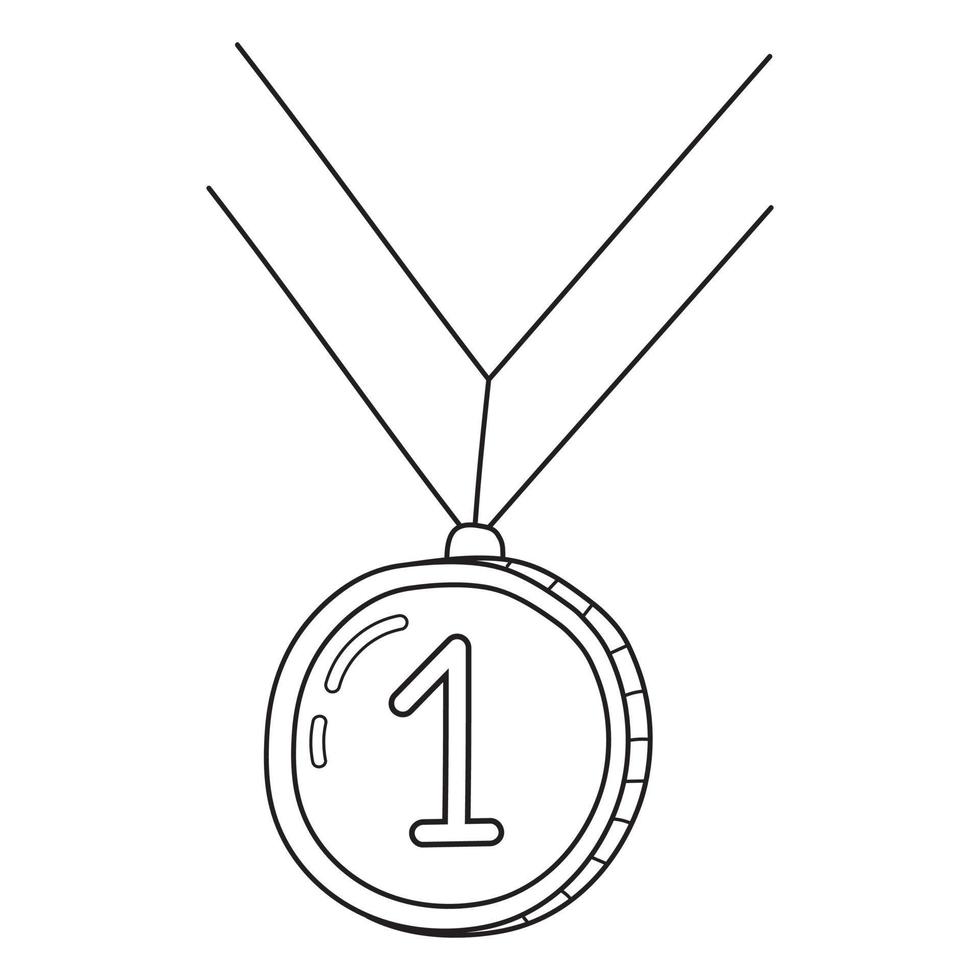 hand dragen vektor illustration av vinnare medalj.