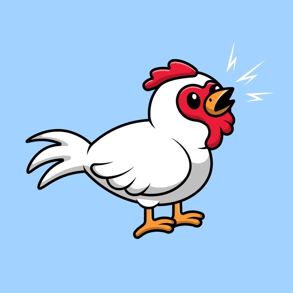 niedliches huhn, das karikaturvektorikonenillustration kräht. flaches karikaturkonzept. geeignet für jedes kreative Projekt. vektor