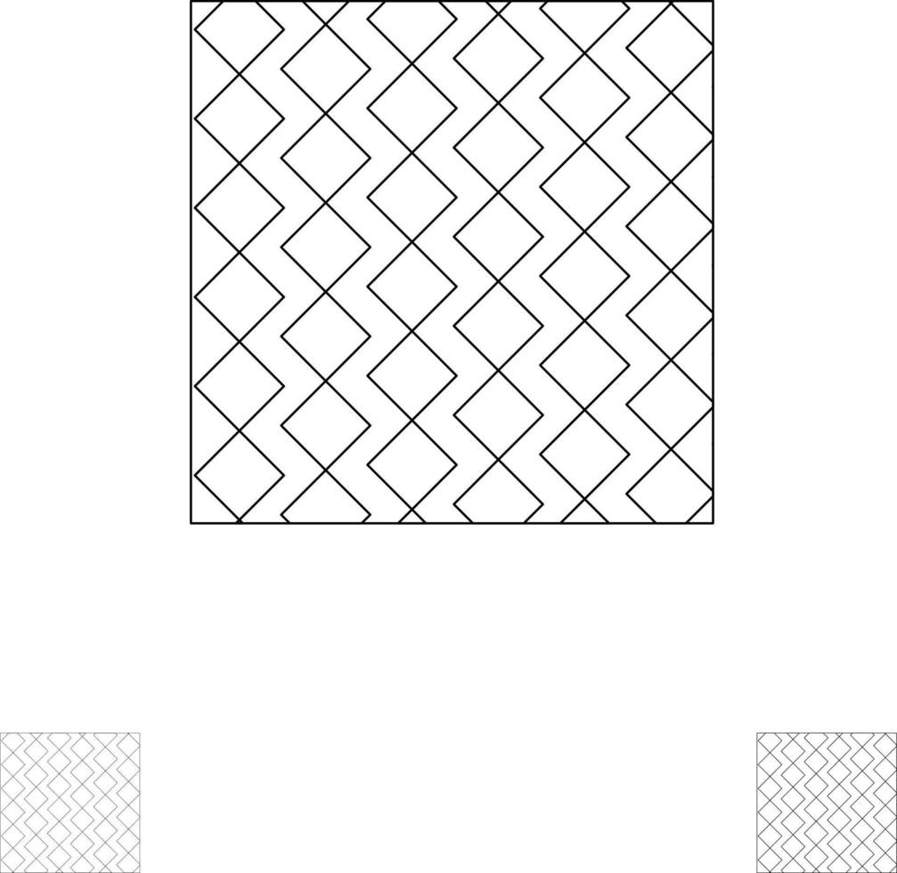 bricka golv platta fyrkant Ränder plattor vägg djärv och tunn svart linje ikon uppsättning vektor