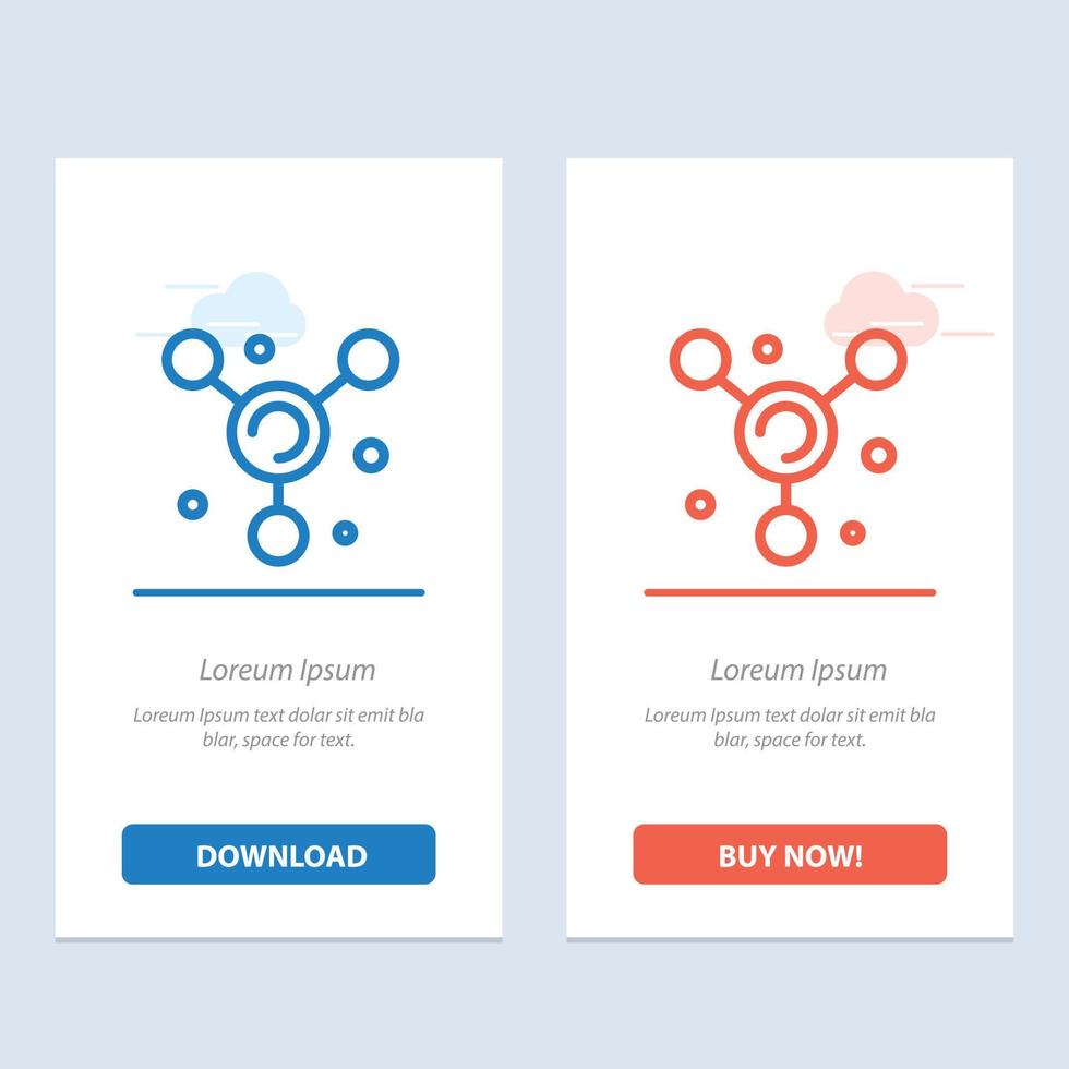 atom molekül wissenschaft blau und rot jetzt herunterladen und kaufen web-widget-kartenvorlage vektor