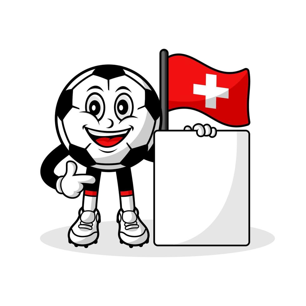 maskot tecknad serie fotboll schweiz flagga med baner vektor