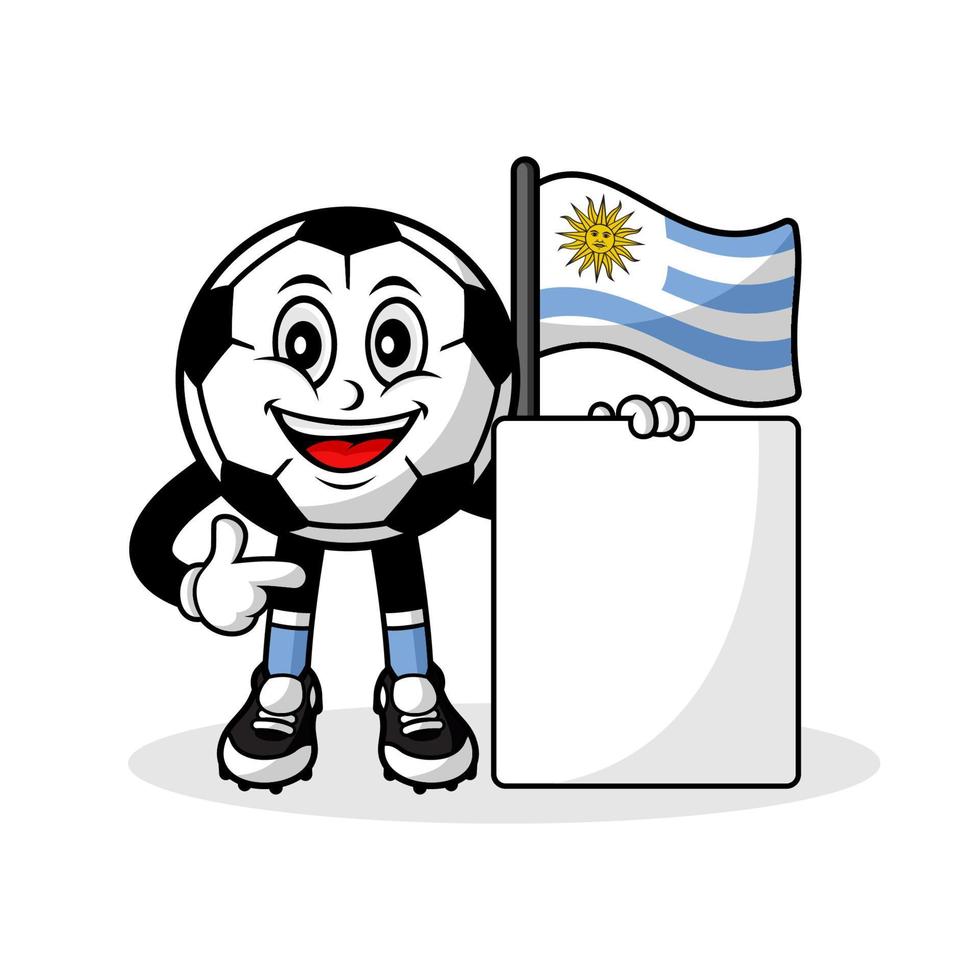 maskot tecknad serie fotboll uruguay flagga med baner vektor