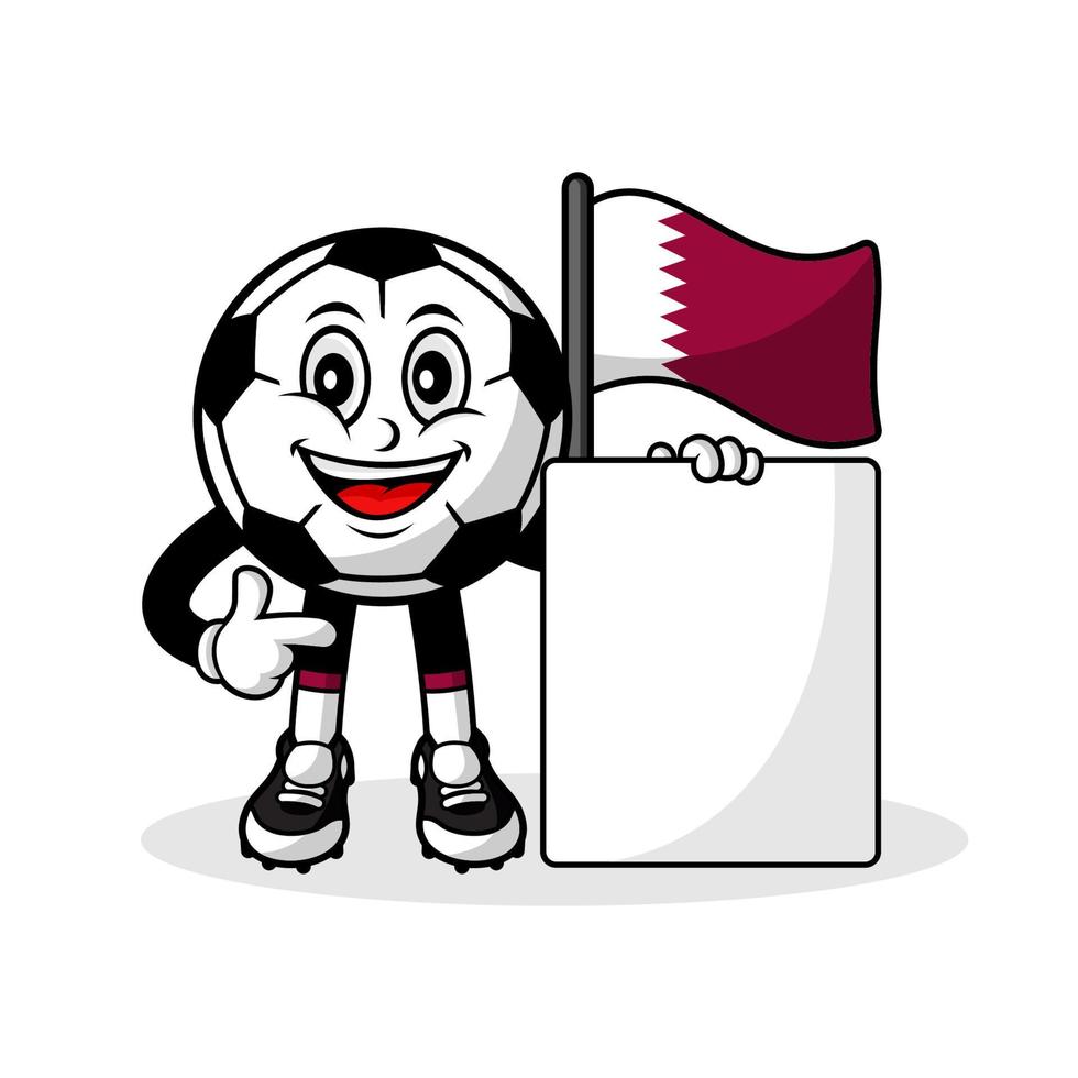 Maskottchen Cartoon Fußball Katar Flagge mit Banner vektor