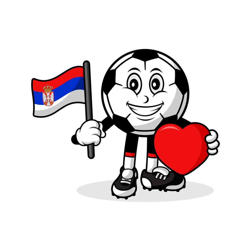 maskot tecknad serie fotboll kärlek serbia flagga design vektor