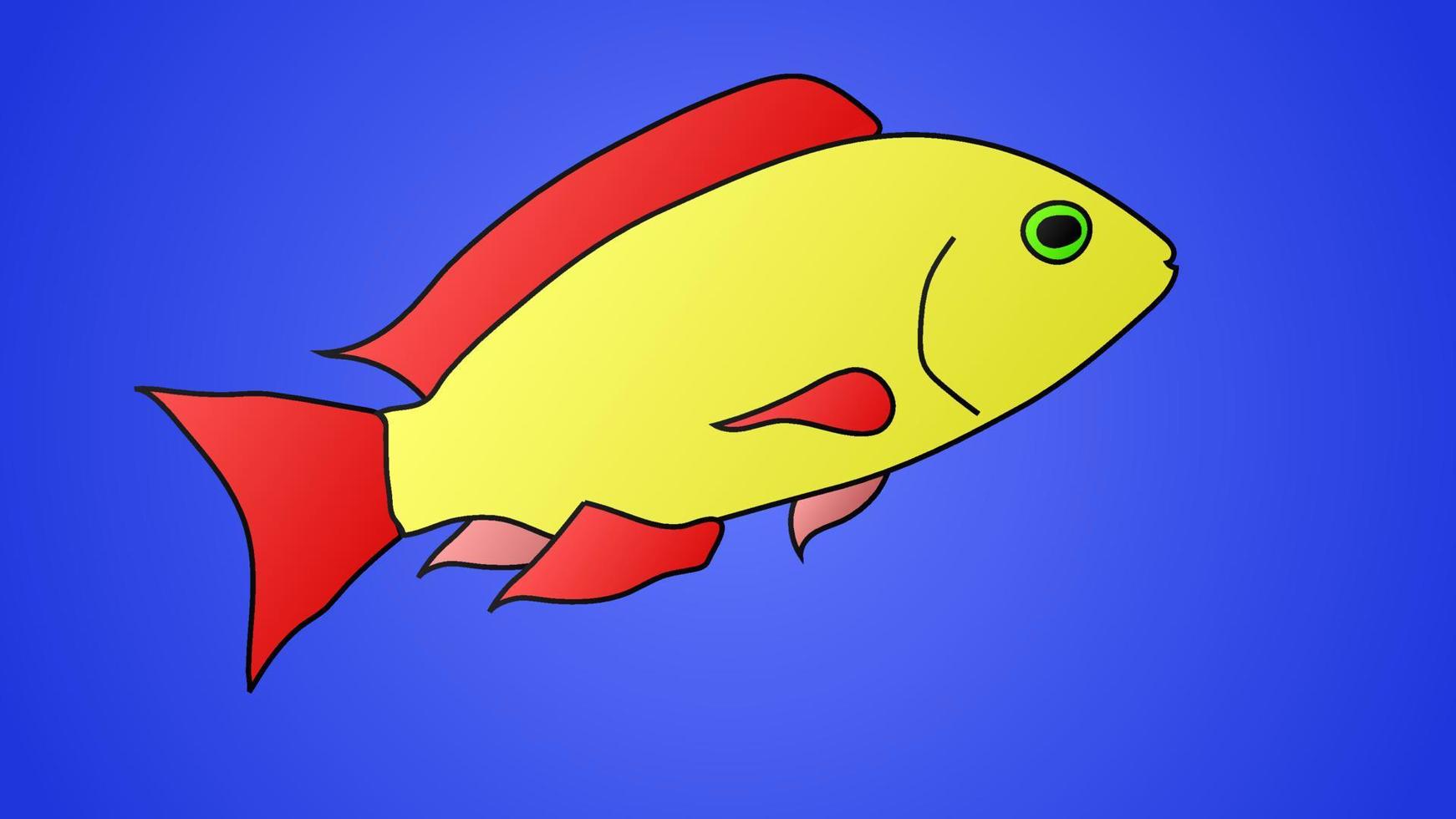 schöne Ikone eines goldenen Fisches, der unter Wasser auf einem weißen Hintergrund schwimmt vektor