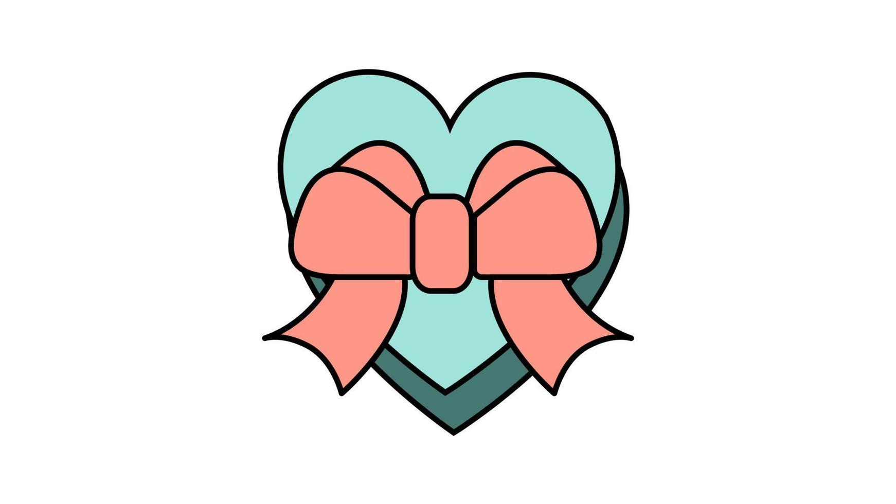 einfache flache ikone in einer schönen geschenkbox in form eines herzens mit einer schleife und einem band für den feiertag der liebe am valentinstag oder am 8. märz. vektorillustration vektor