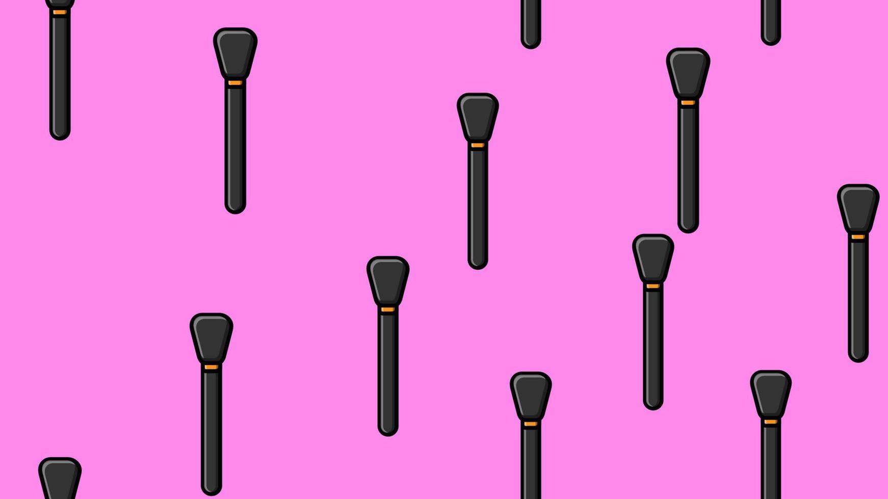 ändlös sömlös mönster av skön svart skönhet kosmetisk objekt av ögonbryn borstar och ögon för smink och applicering mascara och pulver på en rosa bakgrund. vektor illustration