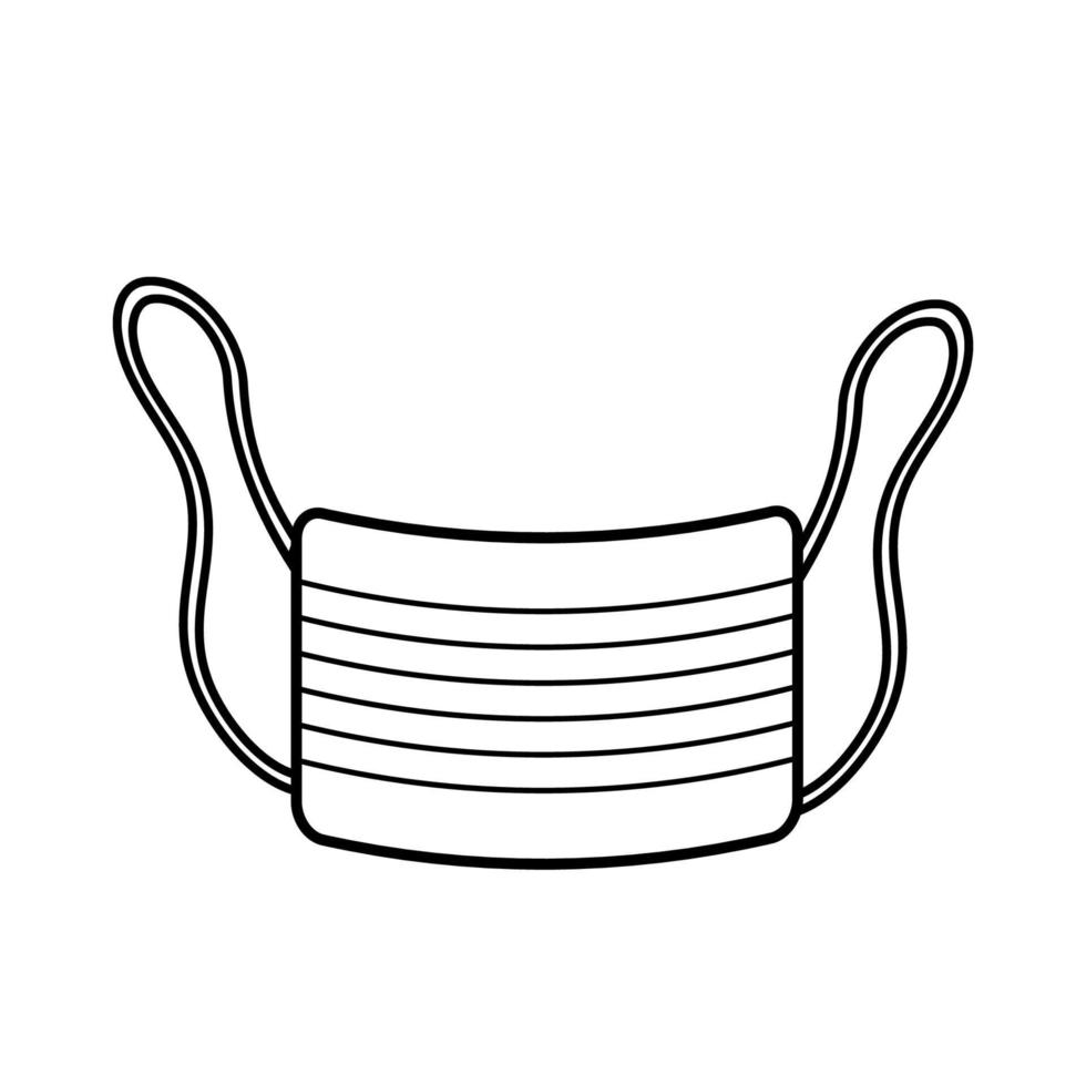 Schwarz-Weiß-Symbol einer medizinischen Einwegmaske aus schützendem Gazepapier mit einem Atemschutzgerät gegen die gefährliche Virus-Covid-019-Coronavirus-Epidemie-Pandemie. Vektor-Illustration vektor
