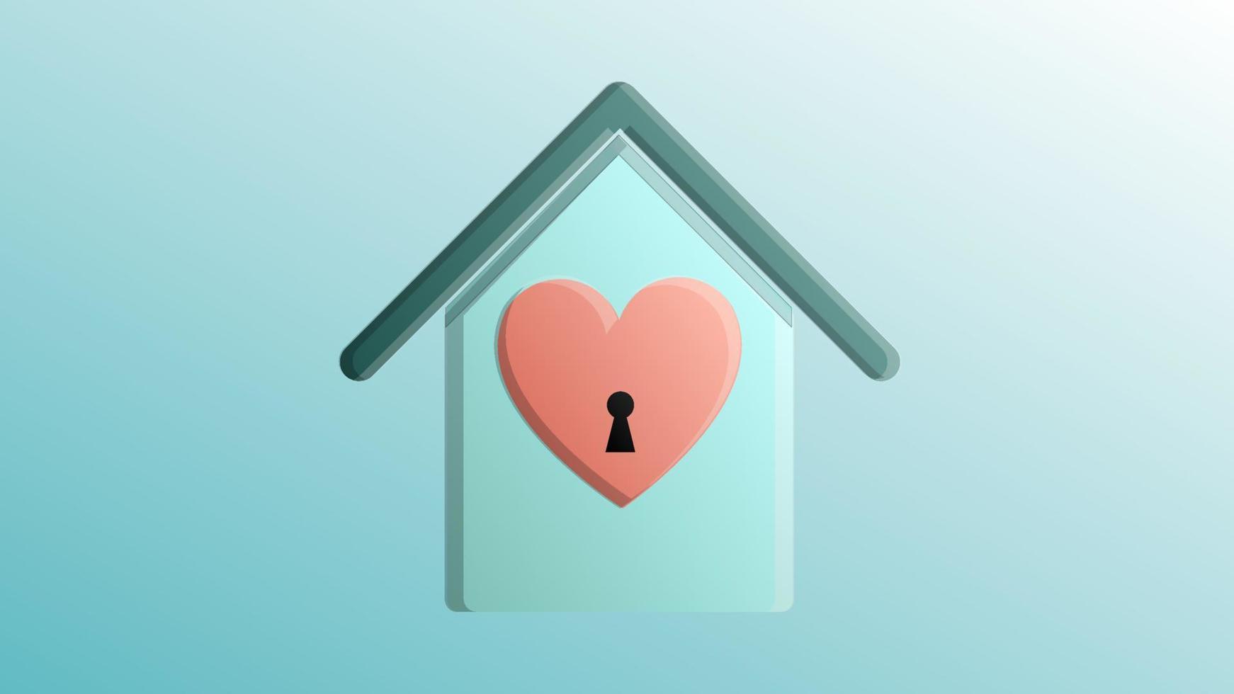 schöne festliche rot mit blauer Liebe fröhliches Haus mit Herz für eine Grußkarte zum Valentinstag, Valentinstag auf blauem Hintergrund vektor