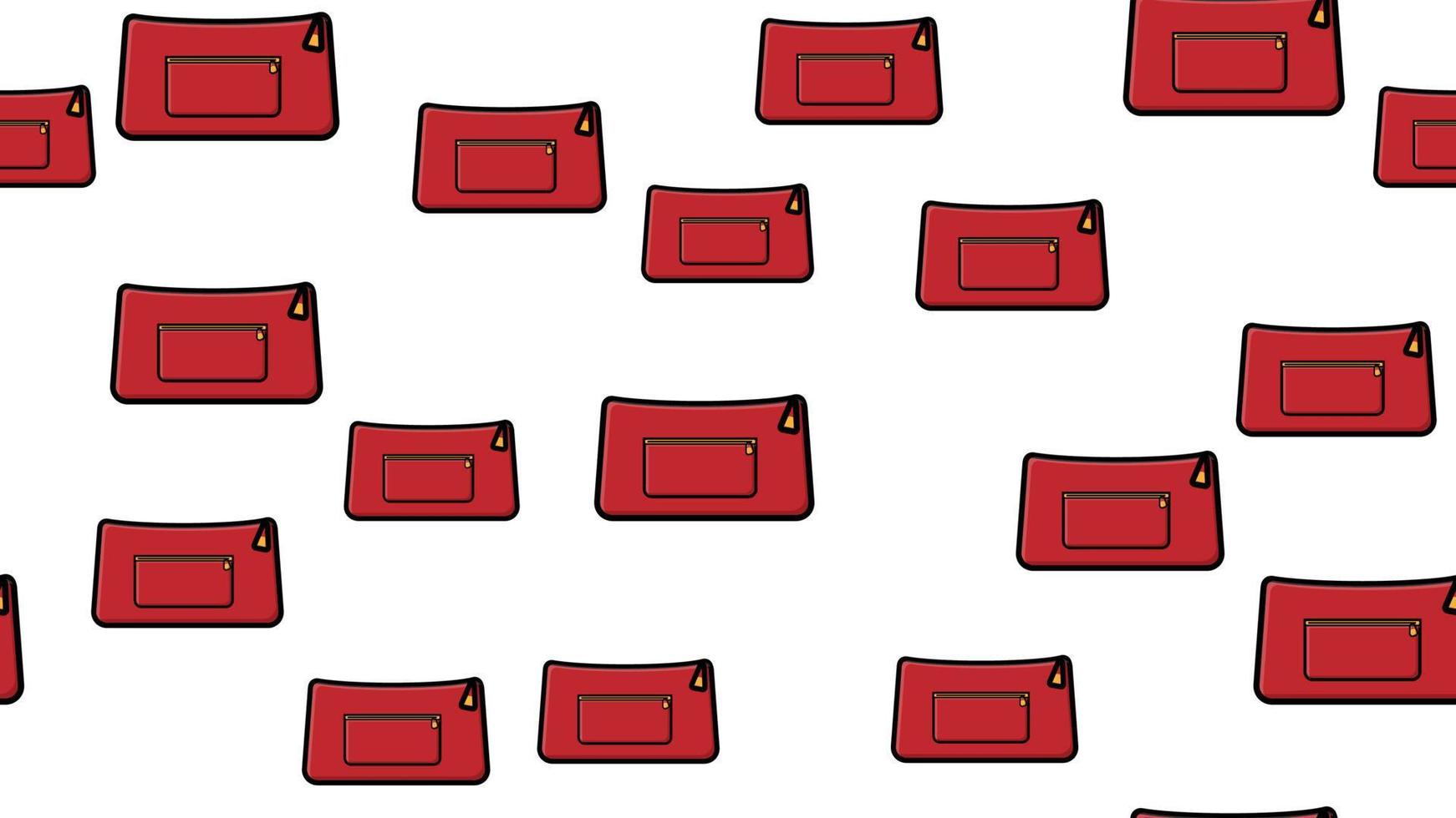 endloses nahtloses muster von schönen roten schönheitskosmetikartikeln von damenmodehandtaschen und komödienkupplungen auf einem weißen hintergrund. Vektor-Illustration vektor