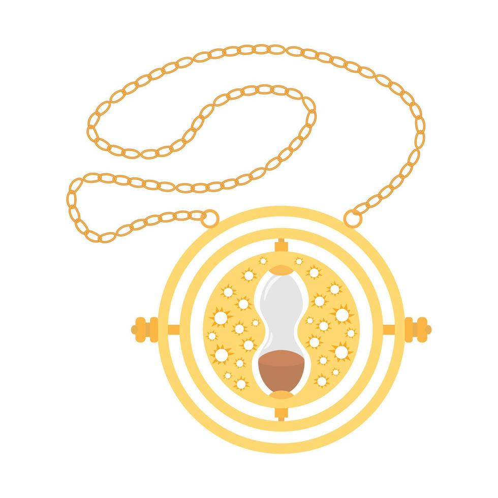 Halskette mit goldener Sanduhr auf weißem Hintergrund vektor