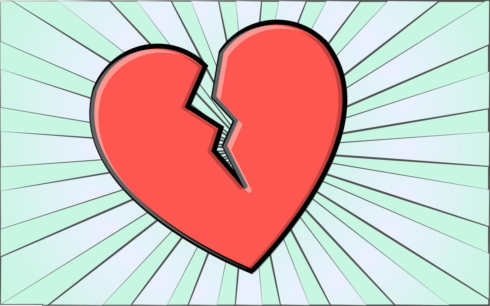 einfache flache Stilikone eines schönen gebrochenen gebrochenen Herzens für den Feiertag der Liebe am Valentinstag oder am 8. März. Vektor-Illustration vektor