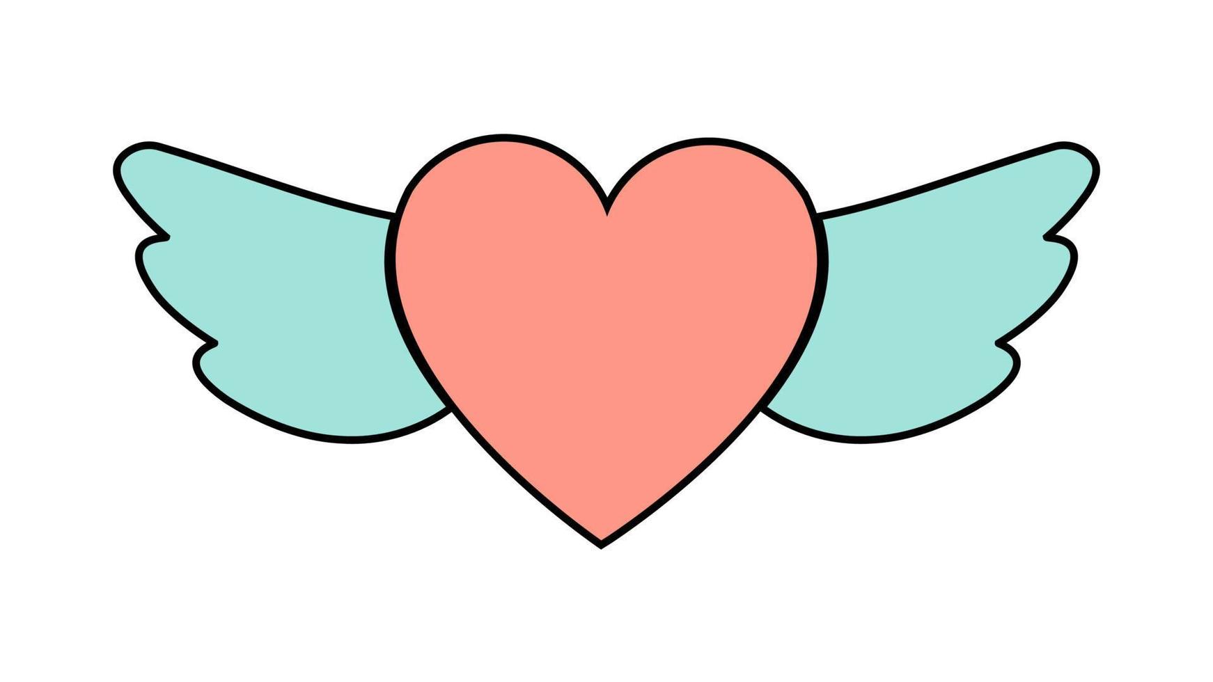 enkel platt ikon skön hjärtan med vingar för de Semester av kärlek, hjärtans dag eller Mars 8:a. vektor illustration