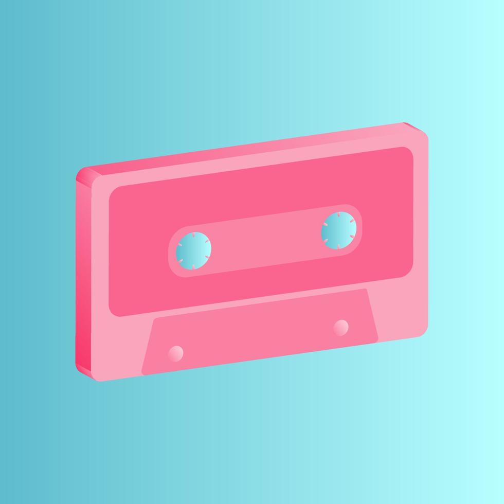 alte schöne Retro-Hipster-Musik-Audiokassette aus den 70er, 80er, 90er Jahren auf blauem Hintergrund vektor