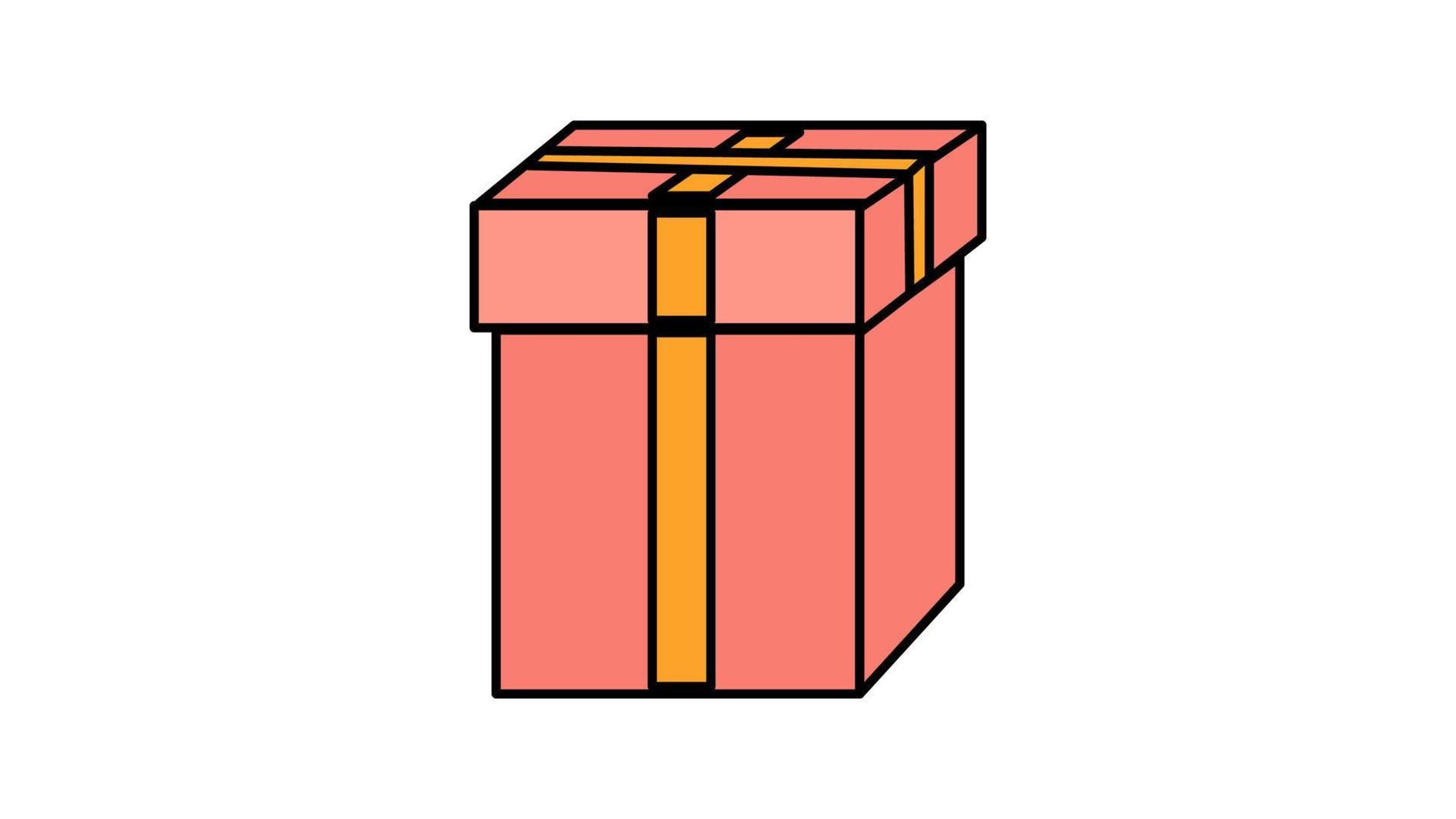 enkel platt stil ikon skön röd gåva låda med en band för de Semester av kärlek för hjärtans dag eller Mars 8. vektor illustration