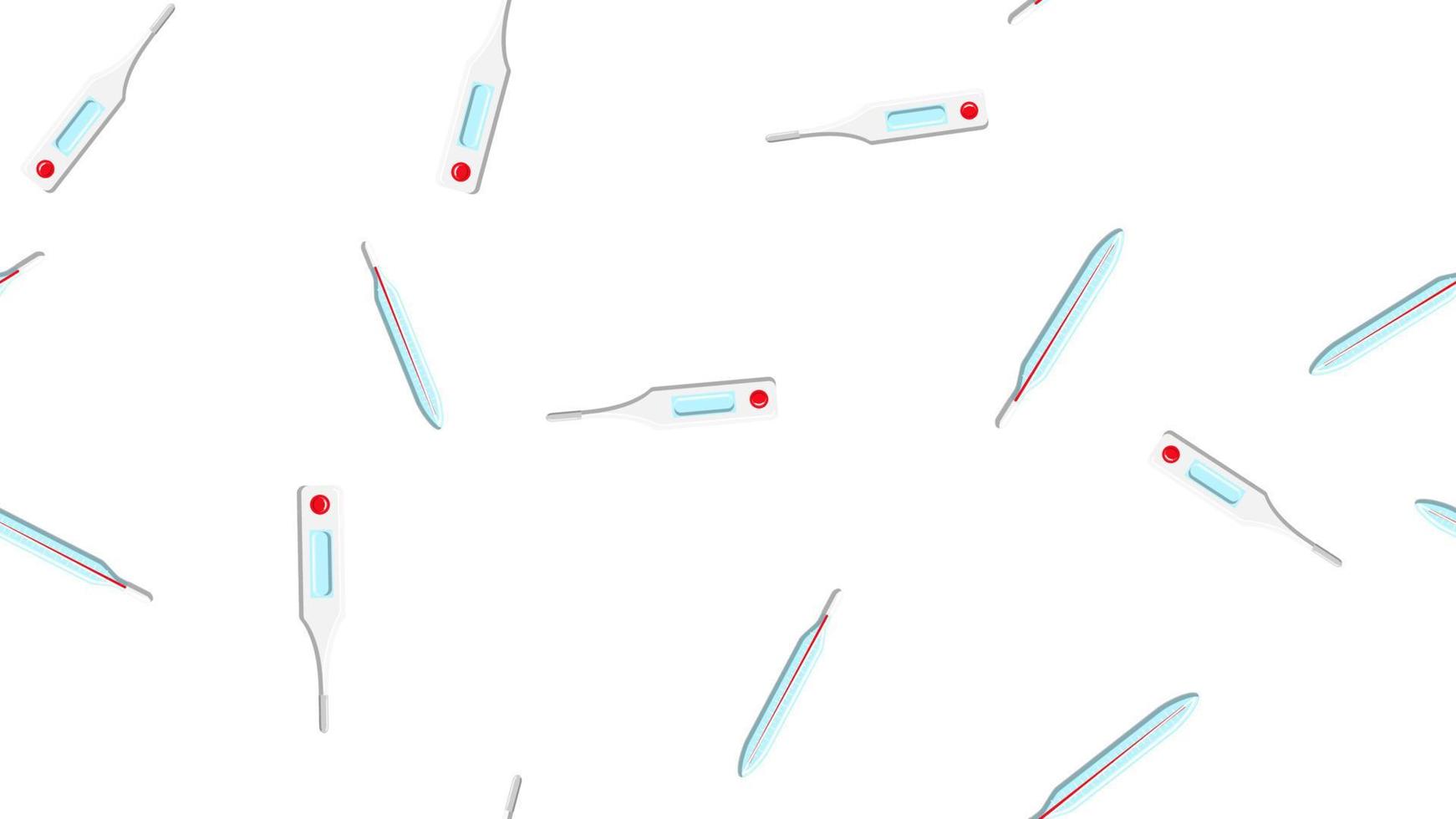 sömlös mönster textur av ändlös repetitiva medicinsk digital modern elektronisk kvicksilver glas termometrar för mätning kropp temperatur på en vit bakgrund. vektor illustration