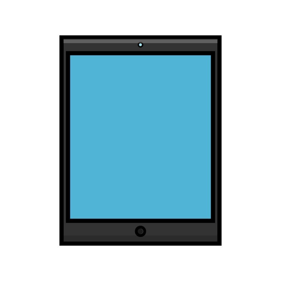 Vektor-Illustration einer flachen Ikone eines modernen digitalen digitalen rechteckigen mobilen Tablets isoliert auf weißem Hintergrund. konzept computer digitale technologien vektor
