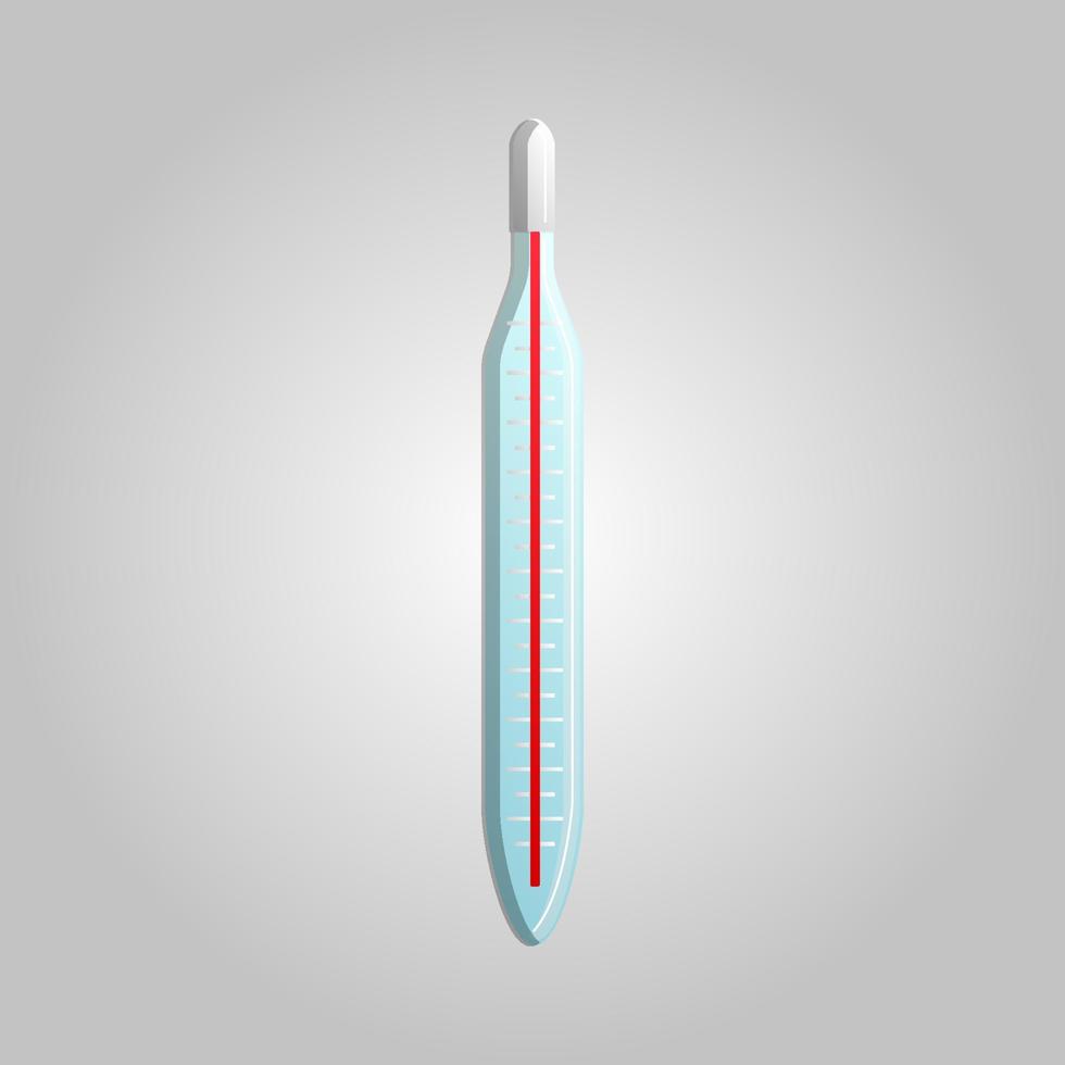 skön medicinsk ikon av en glas kvicksilver gammal termometer för mätning temperatur på en vit bakgrund vektor