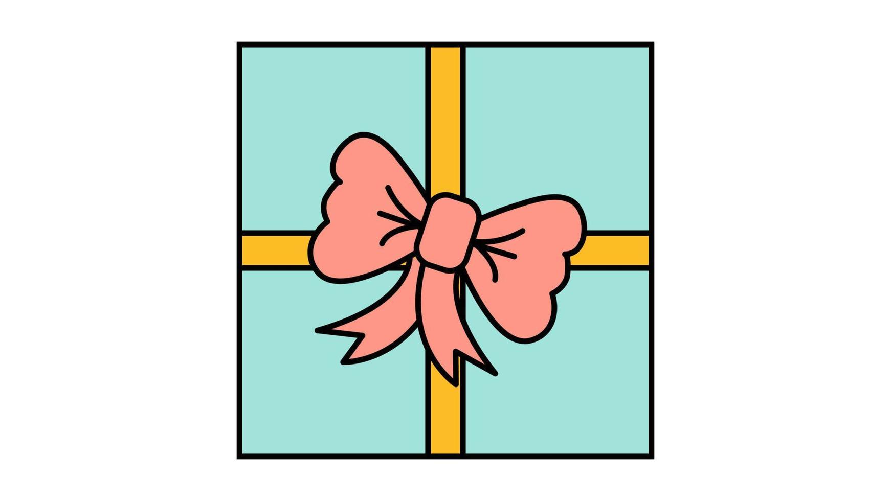 enkel platt stil ikon skön blå gåva låda med en band och en rosett för de Semester av kärlek för hjärtans dag eller Mars 8. vektor illustration