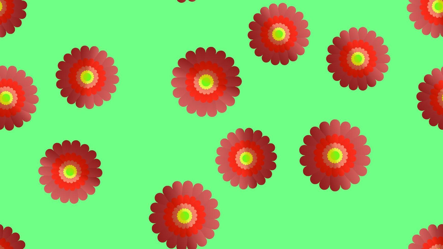 Endloses nahtloses Muster aus roten, wunderschönen Wildblumen mit Blütenblättern auf grünem Hintergrund. Vektor-Illustration vektor