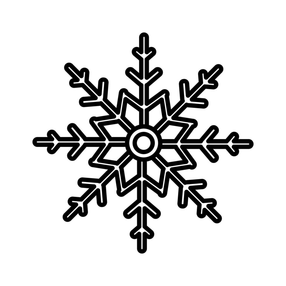 svart och vit små enkel linjär ikon av en skön festlig ny år jul små kall ristade unik snöflinga på en vit bakgrund. vektor illustration
