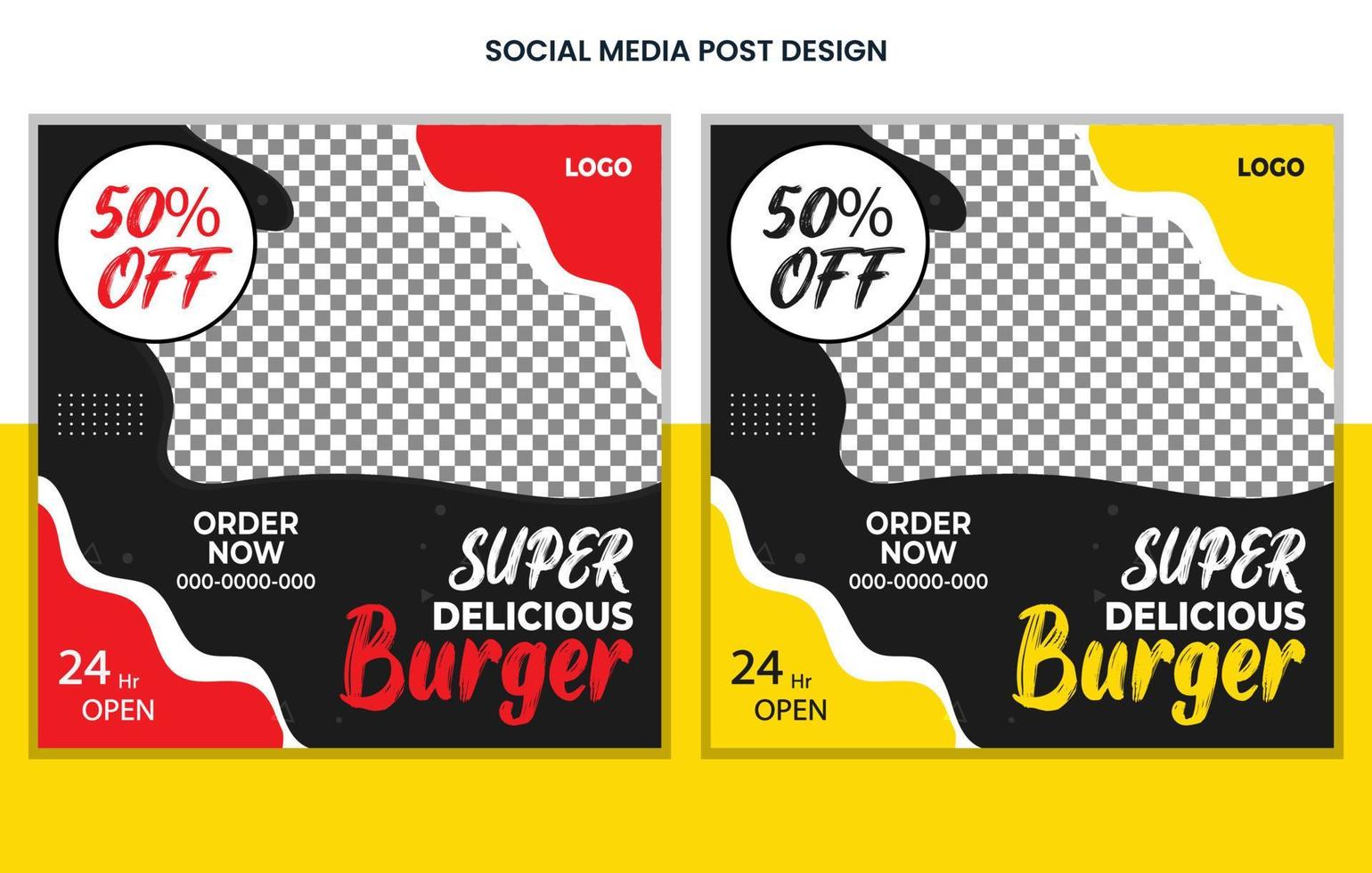 Essen Social Media Post Design Template Design kostenlos, Restaurant Social Media Post Design, Burger Post Design, Menü Post Design vektor