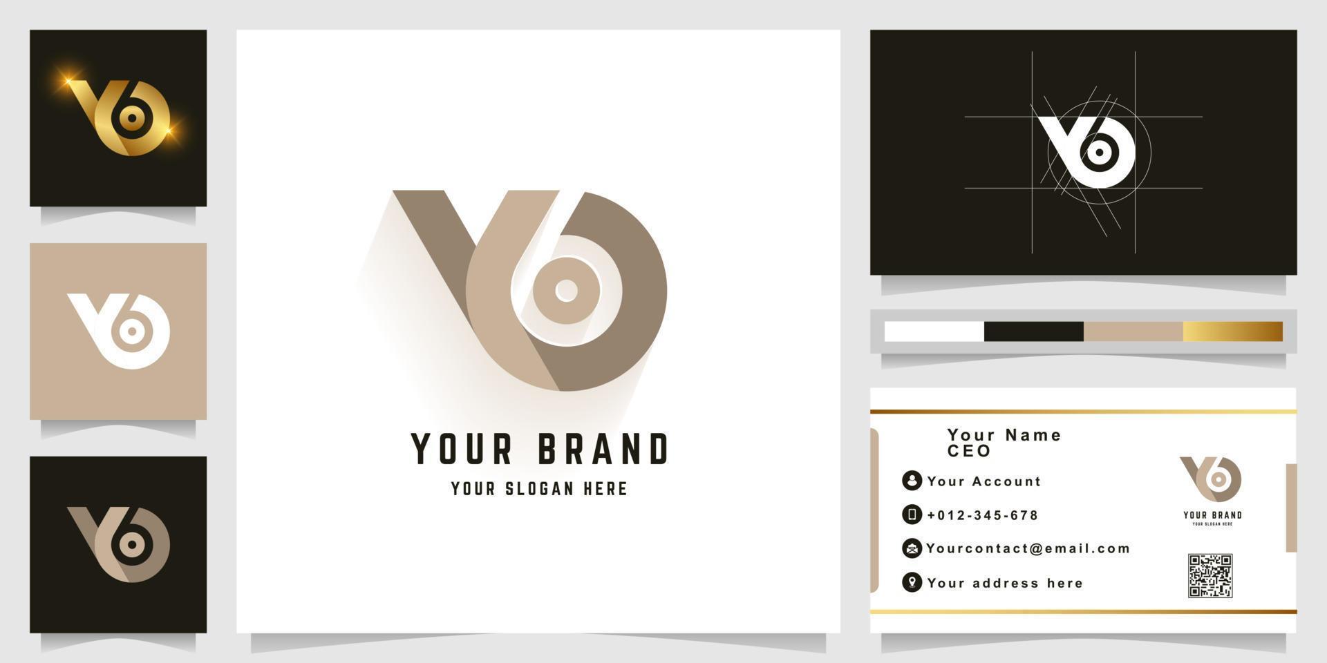 brev yo eller y6 monogram logotyp med företag kort design vektor