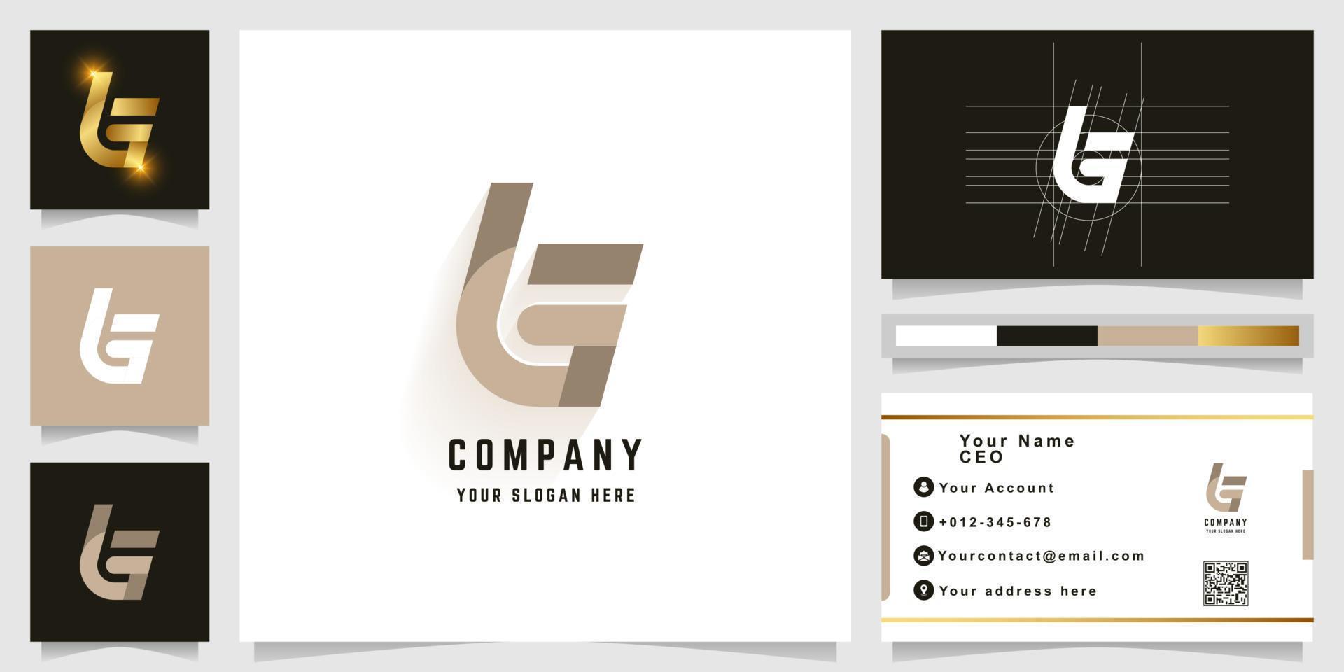 brev g eller lg monogram logotyp med företag kort design vektor