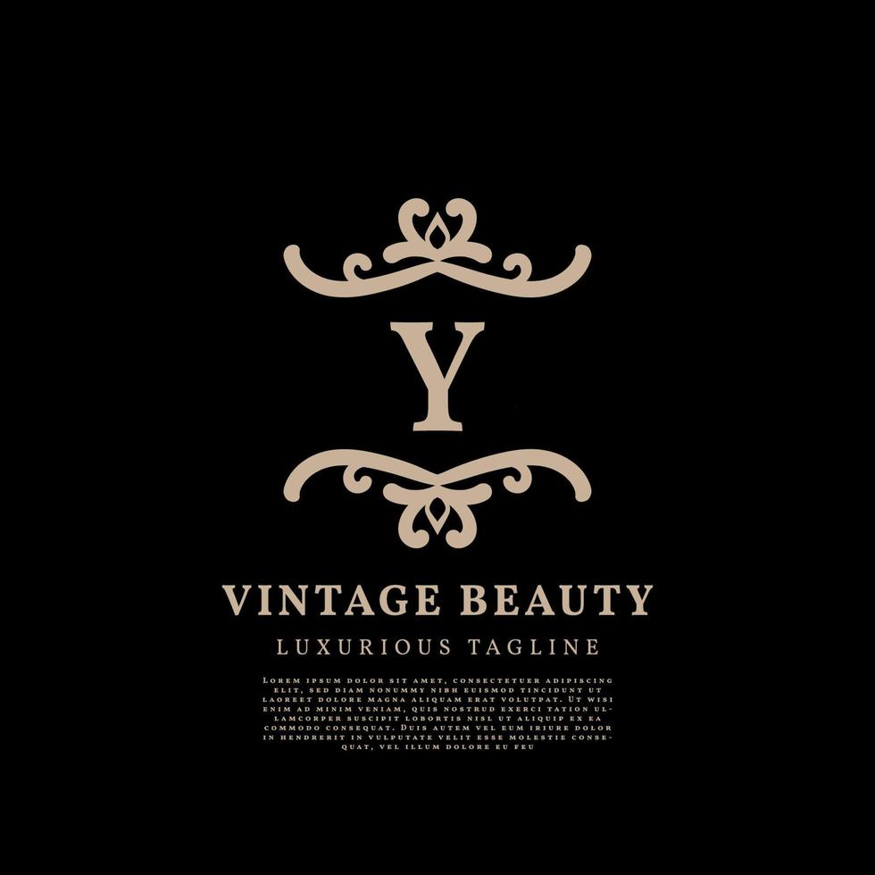 Buchstabe y einfaches Wappen Luxus-Vintage-Vektor-Logo-Design für Schönheitspflege, Lifestyle-Medien und Modemarken vektor