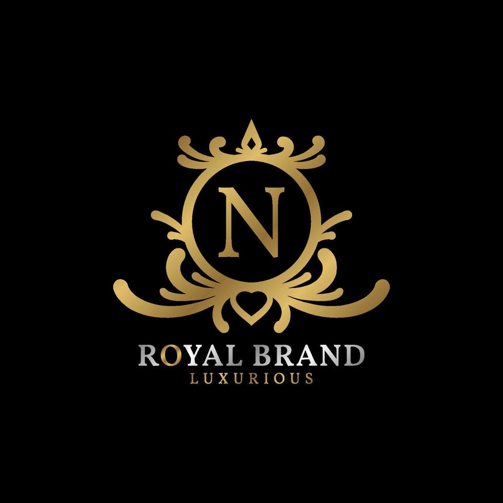 brev n kunglig vapen vektor logotyp design för lyxig varumärke
