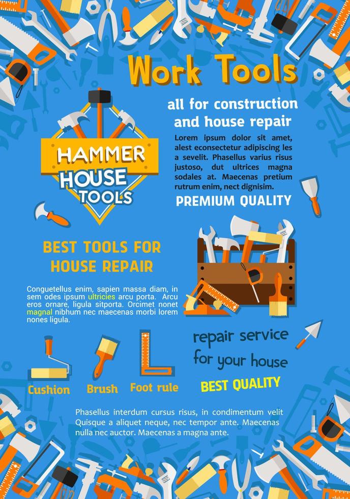 vektor affisch av hus reparera arbete verktyg