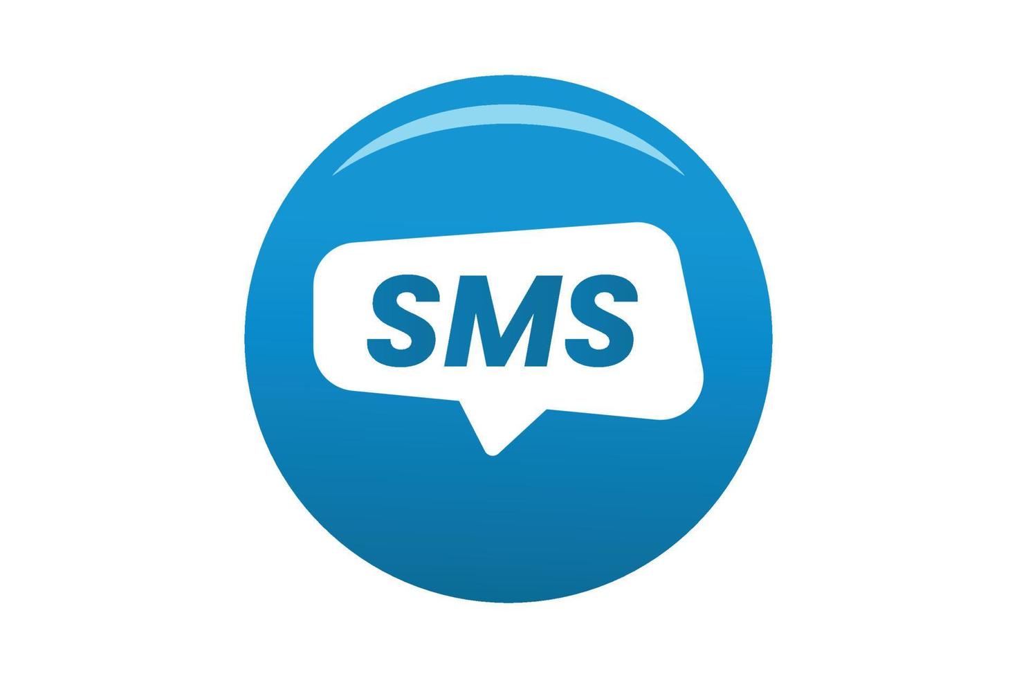 SMS-Symbol Vektorelement blauer Kreis isoliert auf weißem Hintergrund vektor