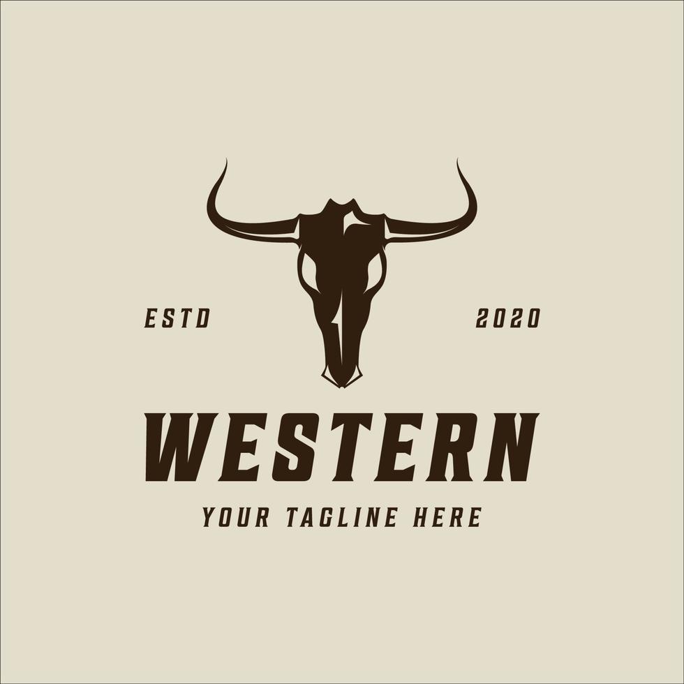 Kopf des Stierschädellogos Vintage Vektor Illustration Vorlage Symbol Grafikdesign. westliches texas longhorn zeichen oder symbol für metzger oder ranch und viehbestandskonzept